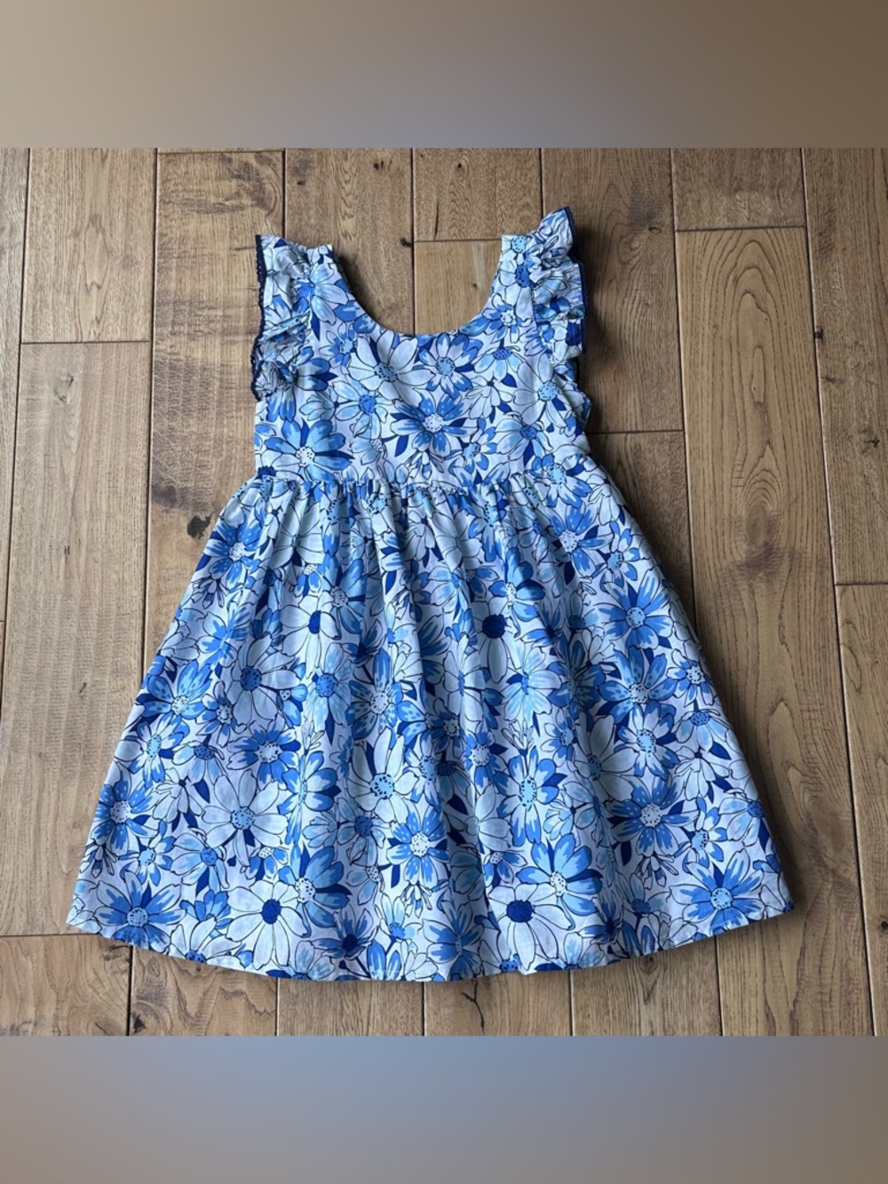 Sigrid Olsen Kids Blue Floral Flutter Sleeve Dress size 7